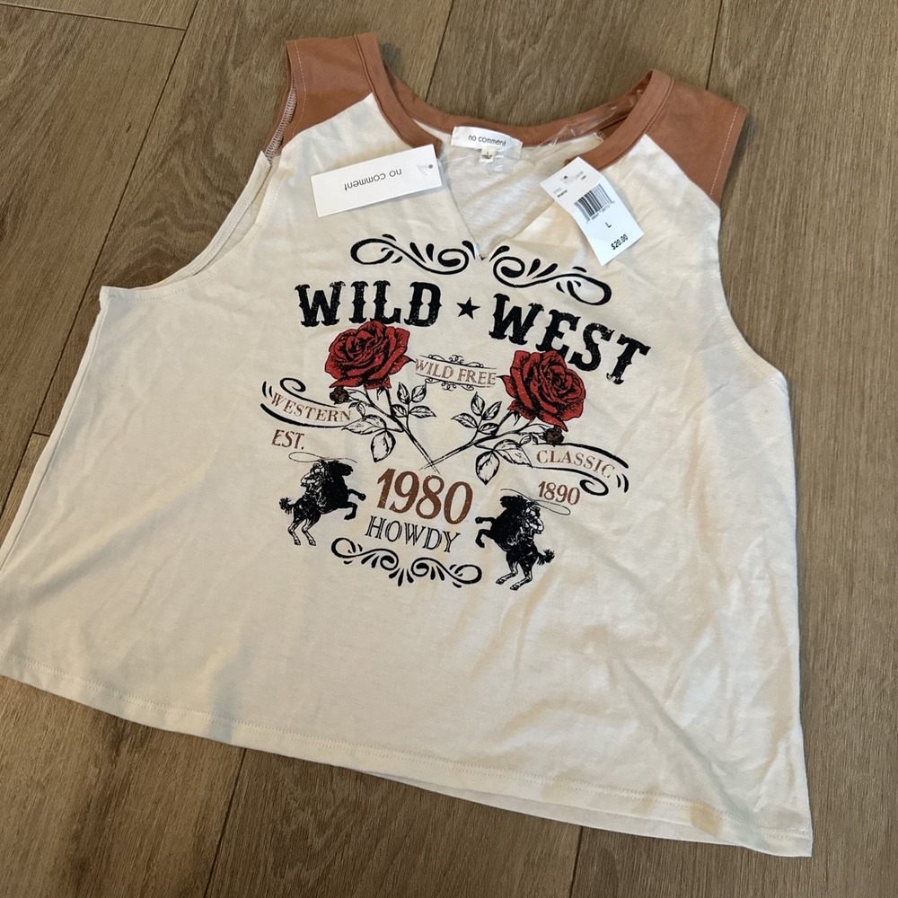 No Comment Wild‎ West Juniors Sleeveless Crop Top Nashville Western Size Large